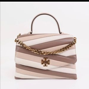 Tory Burch Kira Chevron Color Block Top Handle Satchel Oryx & Shellstone; NWOT
